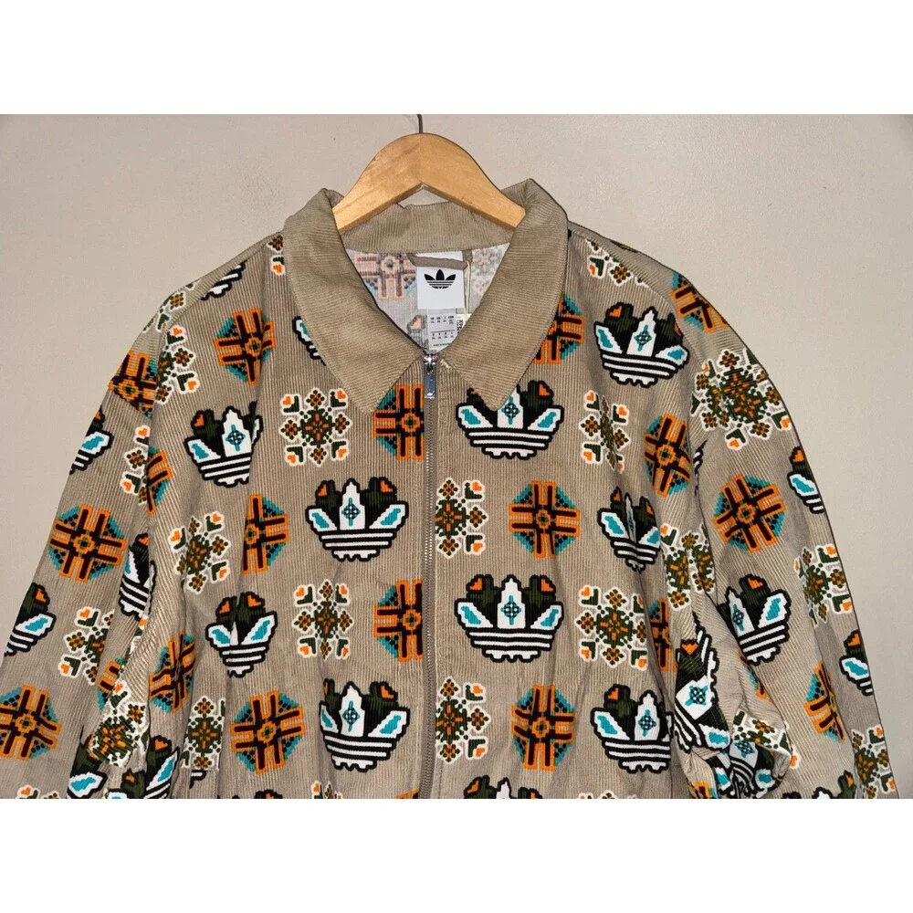 Men’s 2XL Adidas Originals Monogram Allover Print Coach Corduroy Jacket JY2996